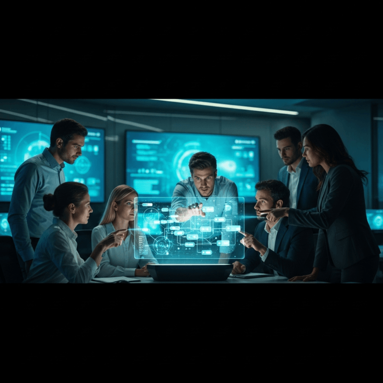 Dashboard showing contact center transformation partner roadmap, AI analytics, and hybrid cloud service workflow