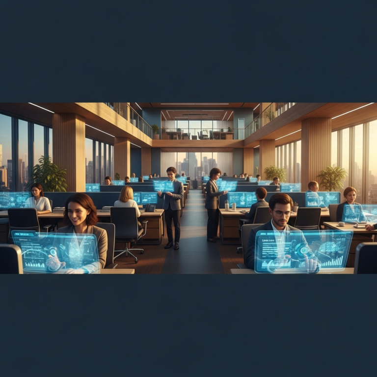Contact center architecture diagram linking AI routing, CRM, analytics, and channels to cut hunt time in a 500-seat center