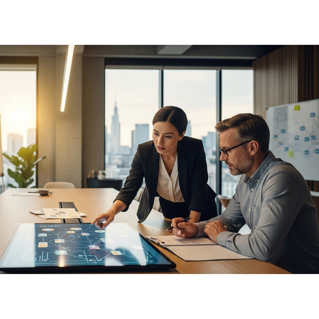 Team reviews CCaaS RFP support scorecard, comparing vendors, integrations, AI readiness, and rollout risk