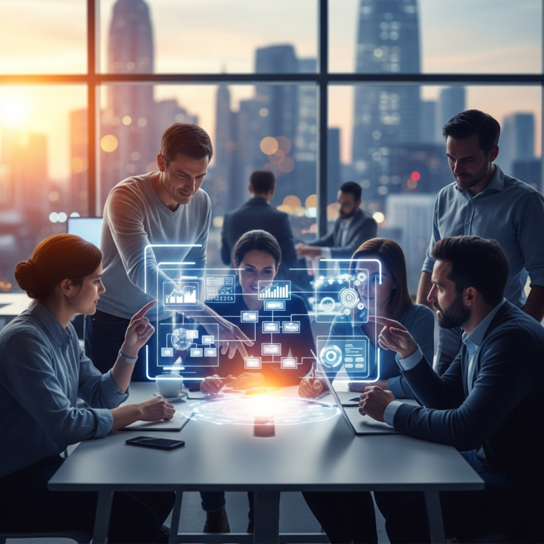 Contact center team reviews sourcing-as-a-service workflows on dashboards, comparing partner fit, QA, and AI support