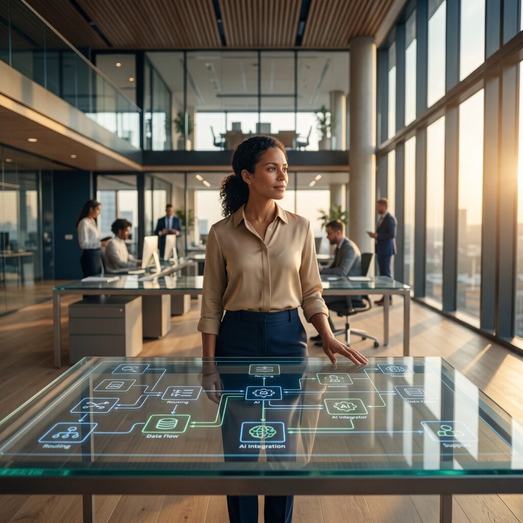 Dashboard mapping vendors and data flows in a multi-vendor contact center, highlighting routing, AI, analytics, and support