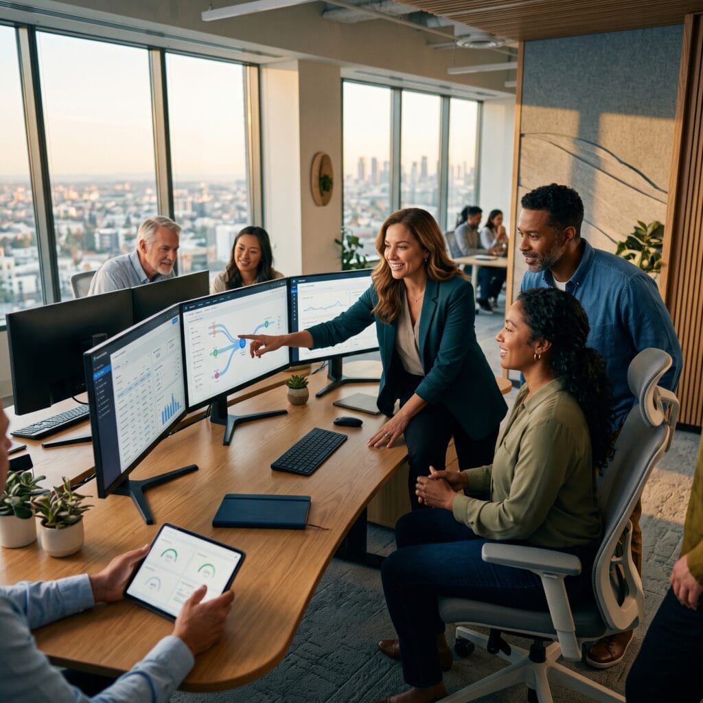 Dashboard showing contact center platform consolidation across voice, chat, routing, and AI workflow tools