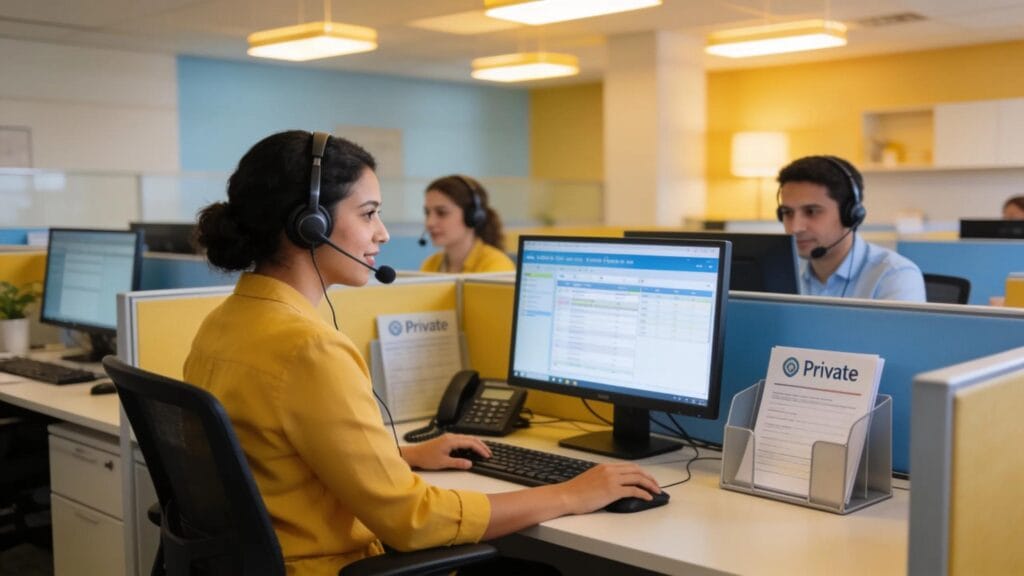 Healthcare contact center agents ensuring compliance and data privacy