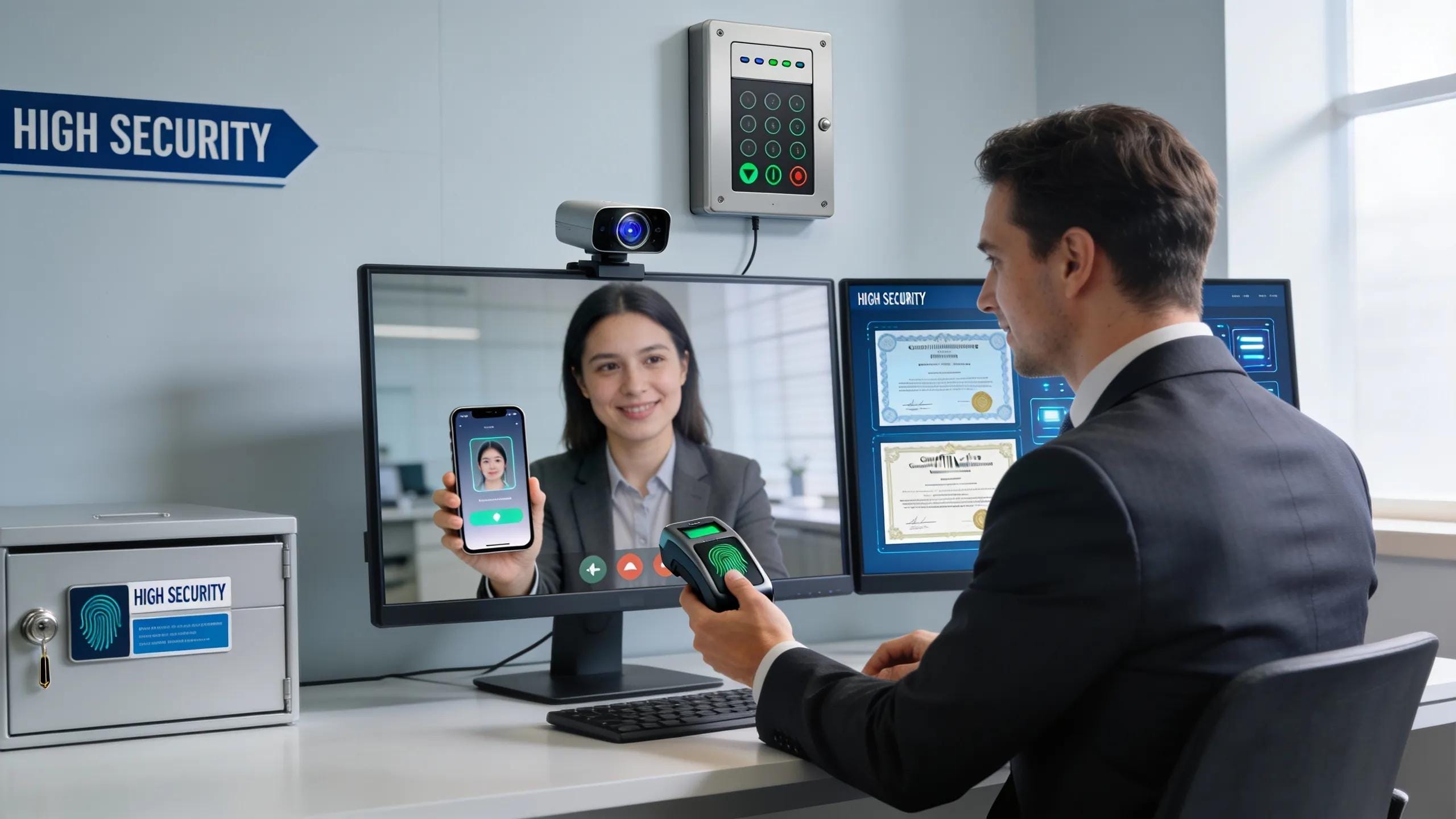 Representative using biometric technology for identity verification in a financial services contact center